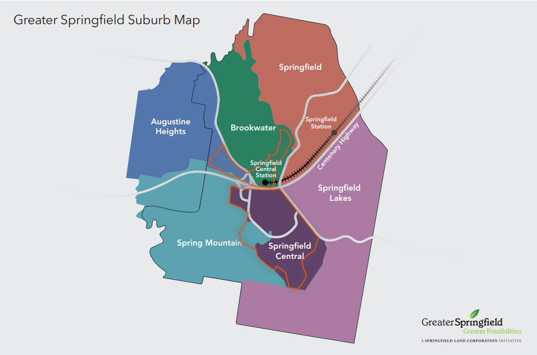 Greater Springfield suburb map