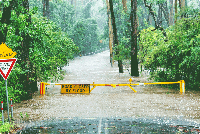 flood road closure warning signs